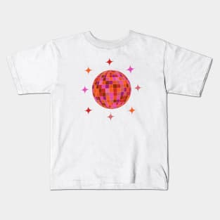 Groovy Disco Ball in pink and orange with stars Kids T-Shirt